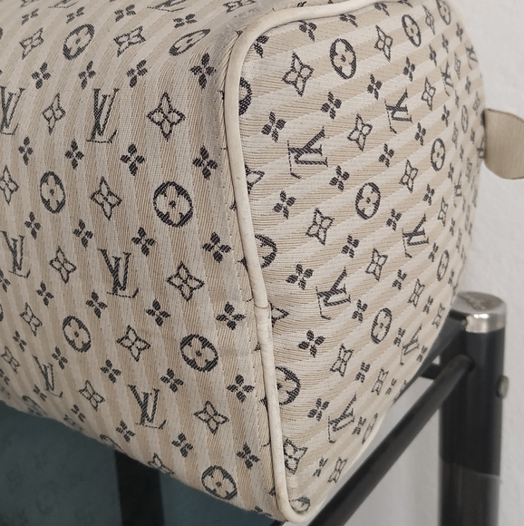 Vintage monogram Mini Lin Canvas 30 Bag Satchel Cream - Picture 3 of 16